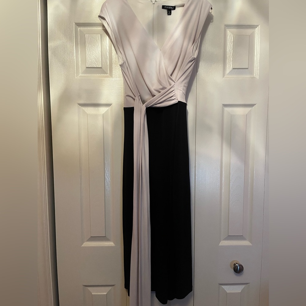Formal V Neck Black and White Romper